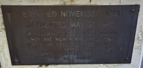 AMERICAN LEGION POST 180 VETERANS MEMORIAL MISSILE PLAQUE