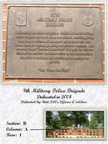8TH MILITARY POLICE BRIGADE MEMORIAL PLAQUE