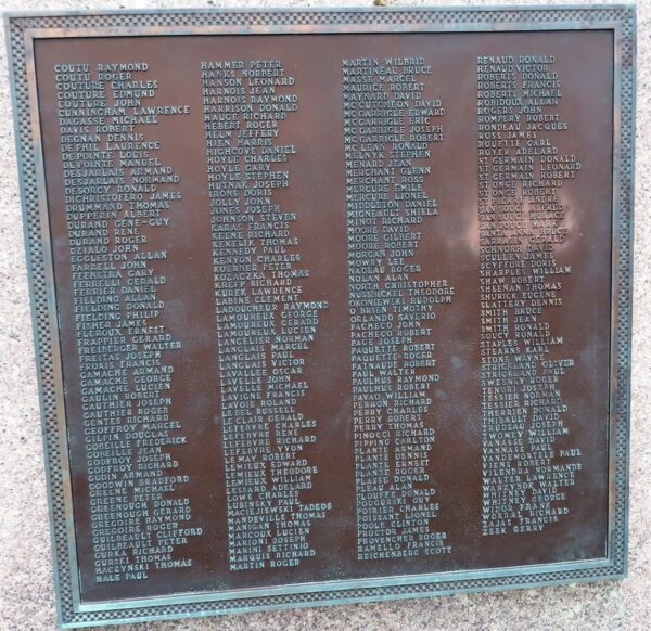 TOWN OF NORTH SMITHFIELD WAR VETERANS MEMORIAL PLAQUE C