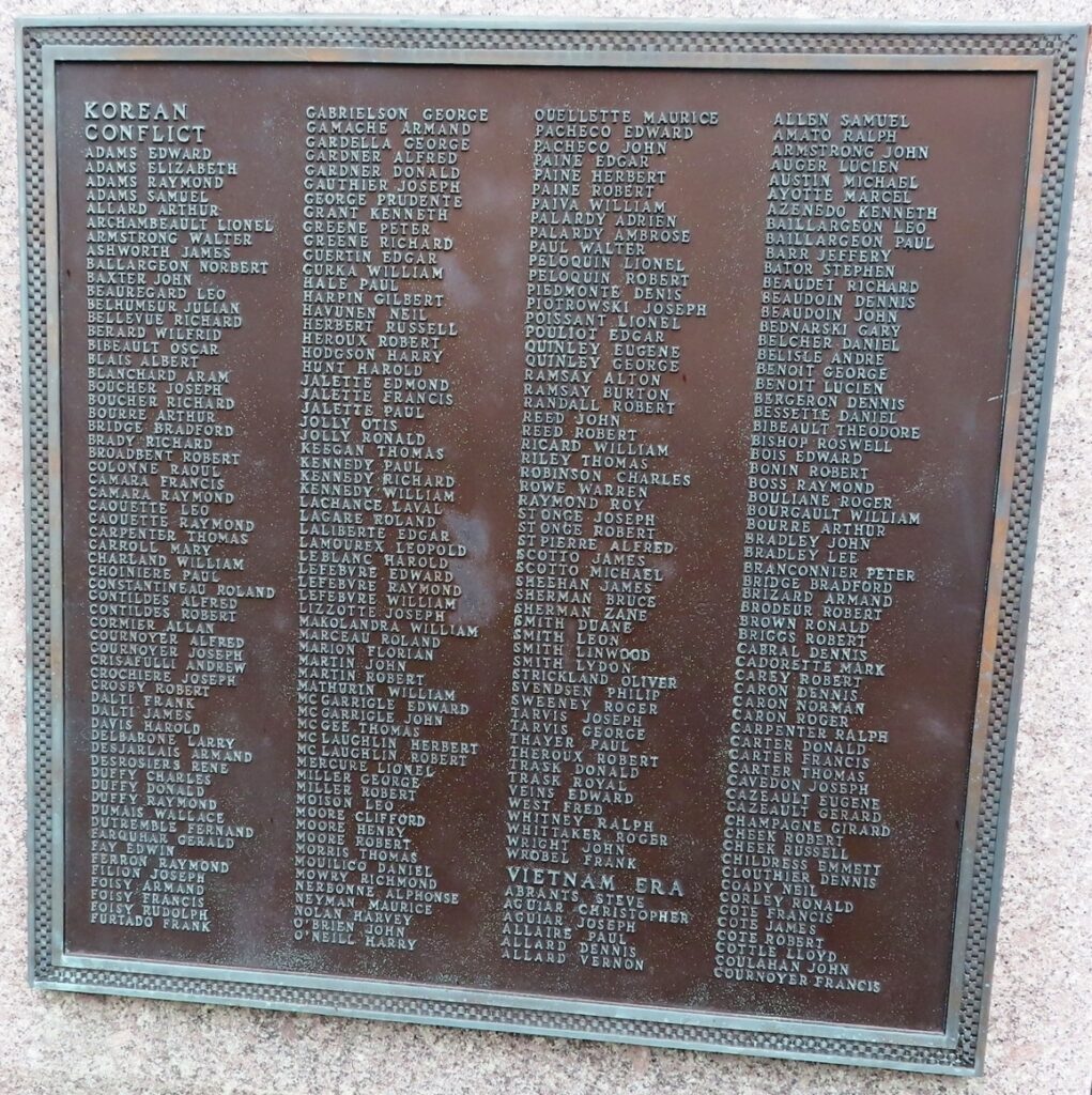 TOWN OF NORTH SMITHFIELD WAR VETERANS MEMORIAL PLAQUE B