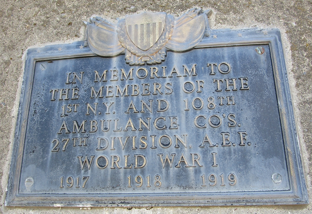 1ST N.Y. AND 108TH AMBULANCE CO’S WAR MEMORIAL PLAQUE