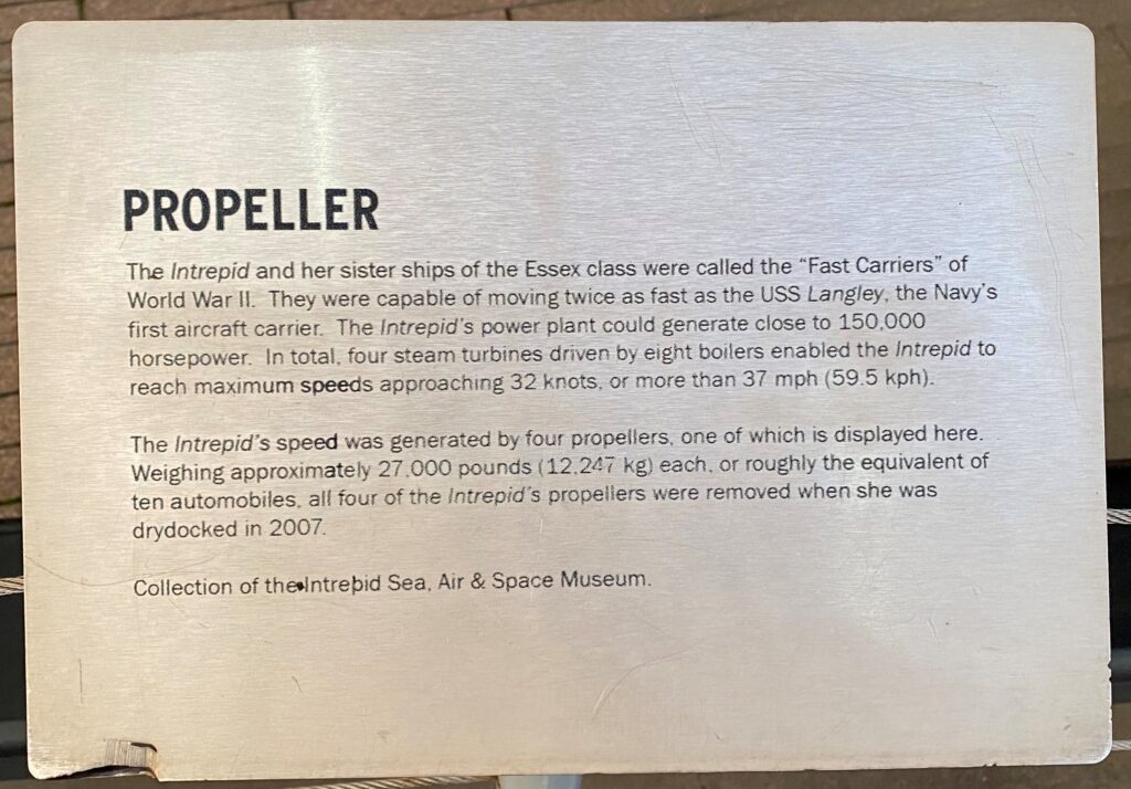 ESSEX CLASS PROPELLER MEMORIAL PLAQUE