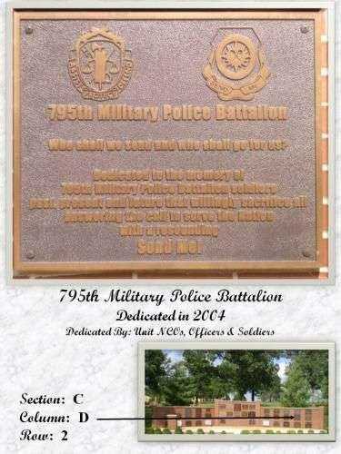 795TH MILITARY POLICE BATTALION MEMORIAL PLAQUE