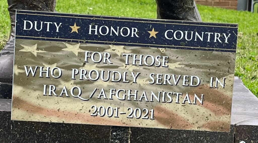 THOSE WHO PROUDLY SERVED IN IRAQ/AFGHANISTAN MEMORIAL PLAQUE