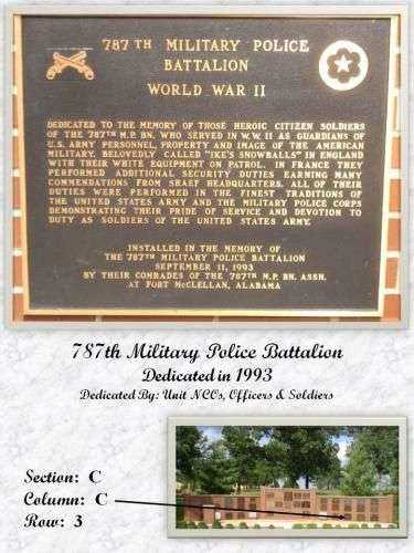 787TH MILITARY POLICE BATTALION MEMORIAL PLAQUE