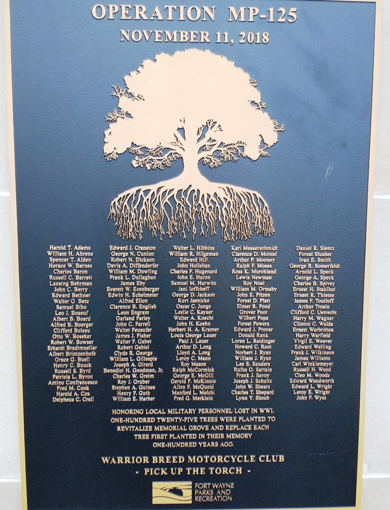 OPERATION MP-125 VETERANS MEMORIAL GROVE PLAQUE