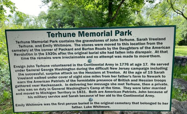 TERHUNE MEMORIAL PARK PLAQUE