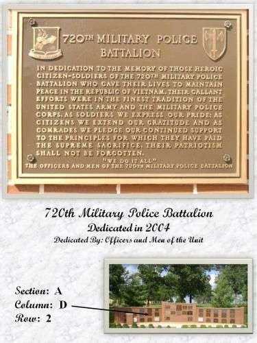 720TH MILITARY POLICE BATTALION MEMORIAL PLAQUE