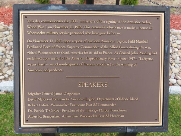 WORLD WAR I 100TH ANNIVERSARY MEMORIAL PLAQUE