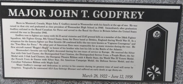 MAJOR JOHN T. GODFREY WAR MEMORIAL PLAQUE