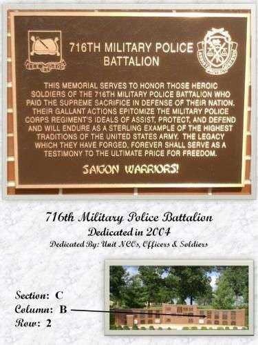 716TH MILITARY POLICE BATTALION MEMORIAL PLAQUE