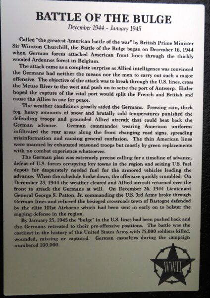 AMERICAN LEGION POST 85 WAR MEMORIAL PLAQUE A