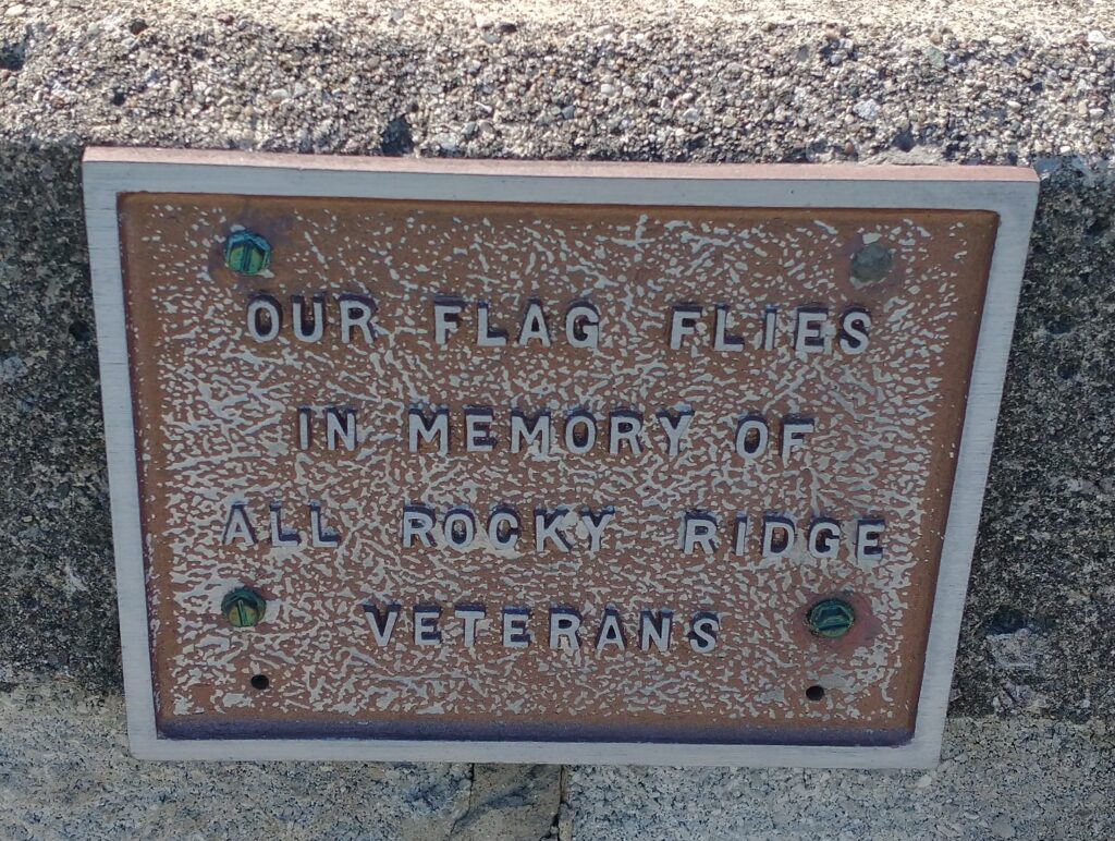 ROCKY RIDGE VETERANS MEMORIAL BELL PLAQUE