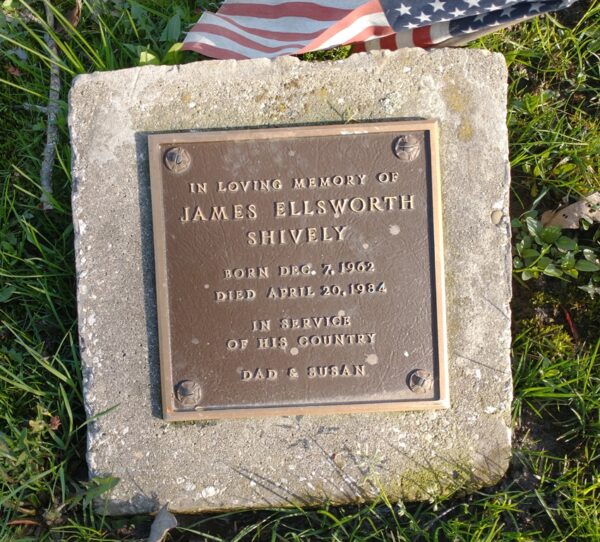 JAMES ELLSWORTH SHIVELY WAR MEMORIAL TREE PLAQUE