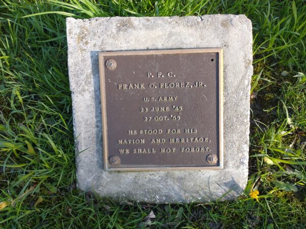 P.F.C. FRANK O. FLOREZ, JR. WAR MRMORIAL TREE PLAQUE