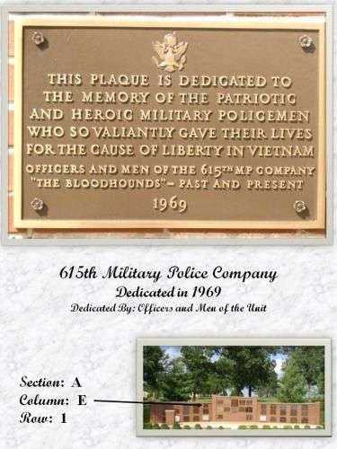 615TH MILITARY POLICE COMPANY MEMORIAL PLAQUE