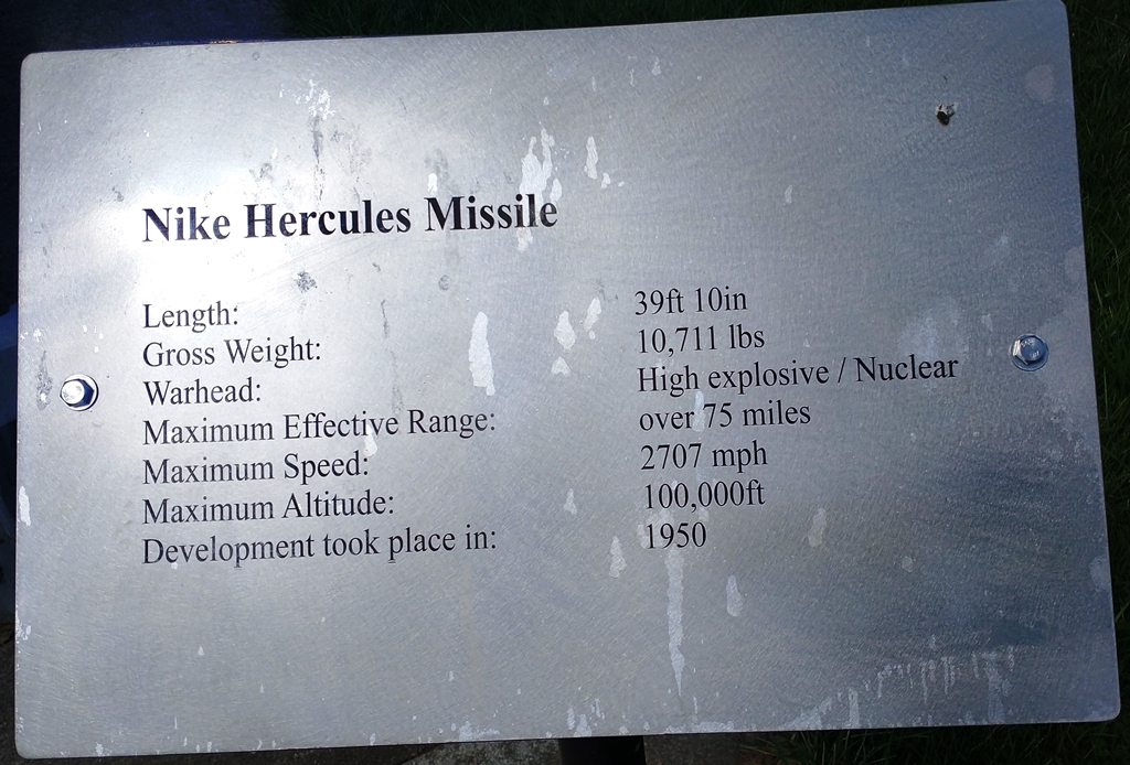 NIKE HERCULES MISSILE MEMORIAL PLAQUE PORT CLINTON