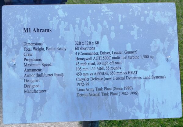M1 ABRAMS MEMORIAL TANK PLAQUE