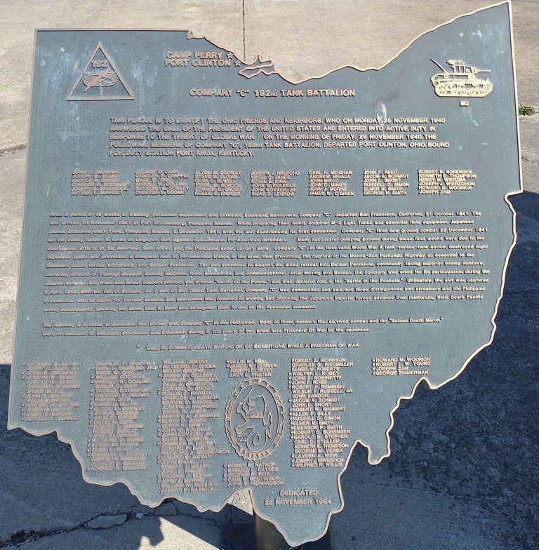 COMPANY “C” 192ND TANK BATTALION WAR MEMORIAL PLAQUE