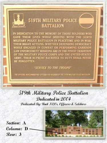 519TH MILITARY POLICE BATTALION MEMORIAL PLAQUE