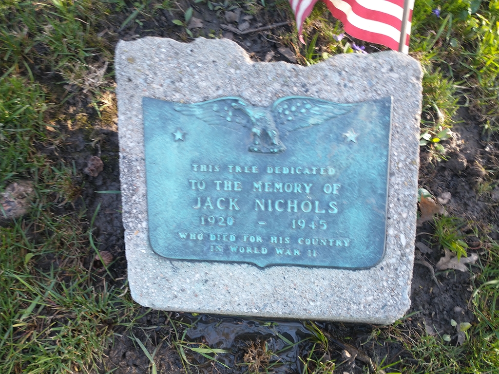 JACK NICHOLS WAR MEMORIAL TREE PLAQUE