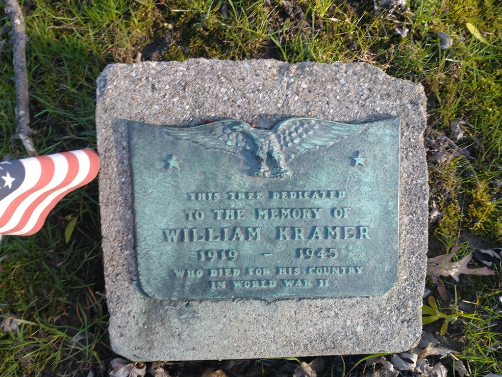 WILLIAM KRAMER WAR MEMORIAL TREE PLAQUE