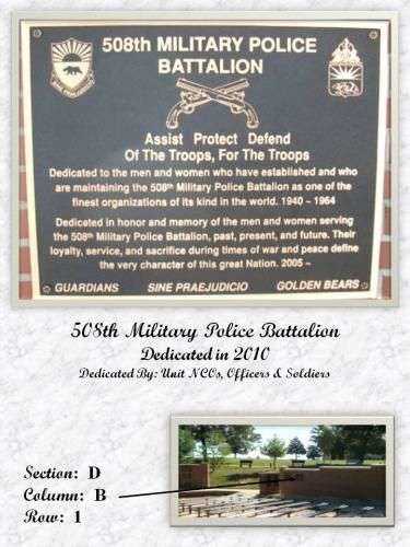 508TH MILITARY POLICE BATTALION MEMORIAL PLAQUE