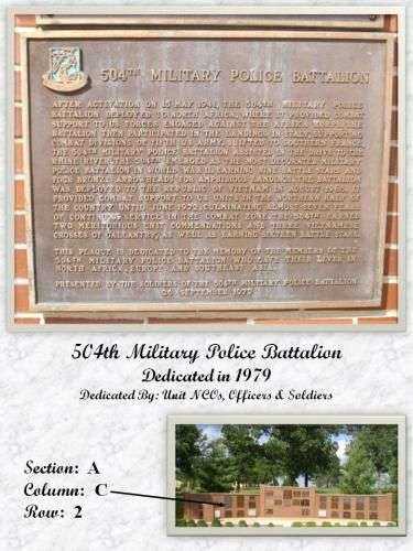 504TH MILITARY POLICE BATTALION MEMORIAL PLAQUE