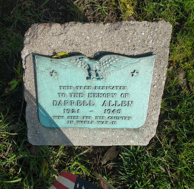 DARRELL ALLEN WAR MEMORIAL TREE PLAQUE