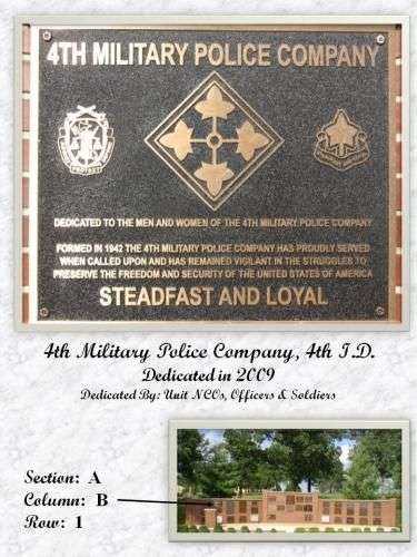 4TH MILITARY POLICE COMPANY MEMORIAL PLAQUE