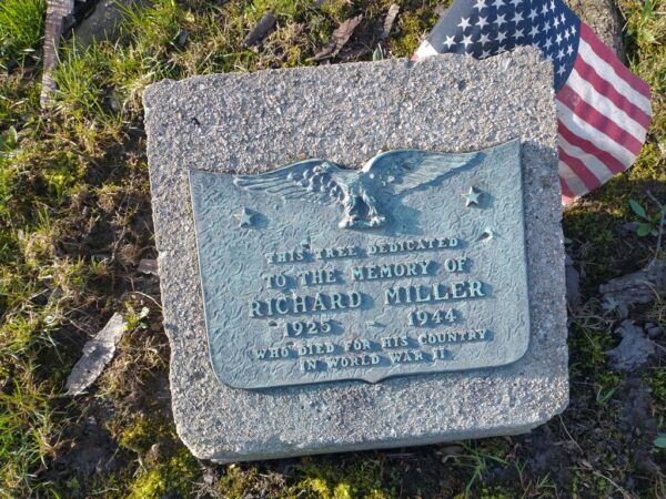 RICHARD MILLER WAR MEMORIAL TREE PLAQUE