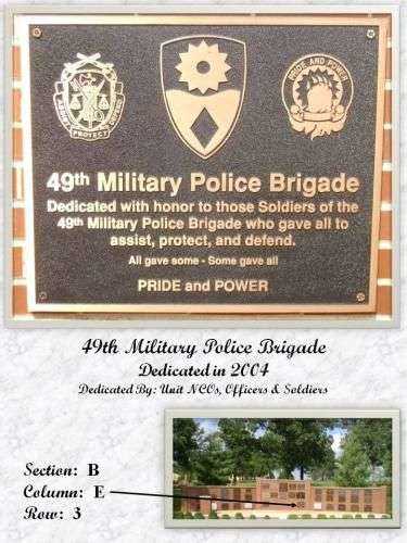 49TH MILITARY POLICE BRIGADE MEMORIAL PLAQUE