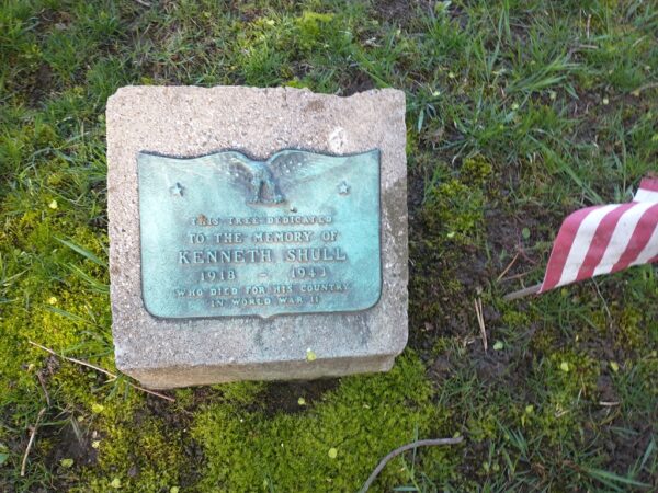 KENNETH SHULL WAR MEMORIAL TREE PLAQUE