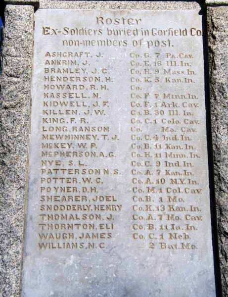 GARFIELD COUNTY WAR VETERANS MEMORIAL HONOR ROLL STONE D