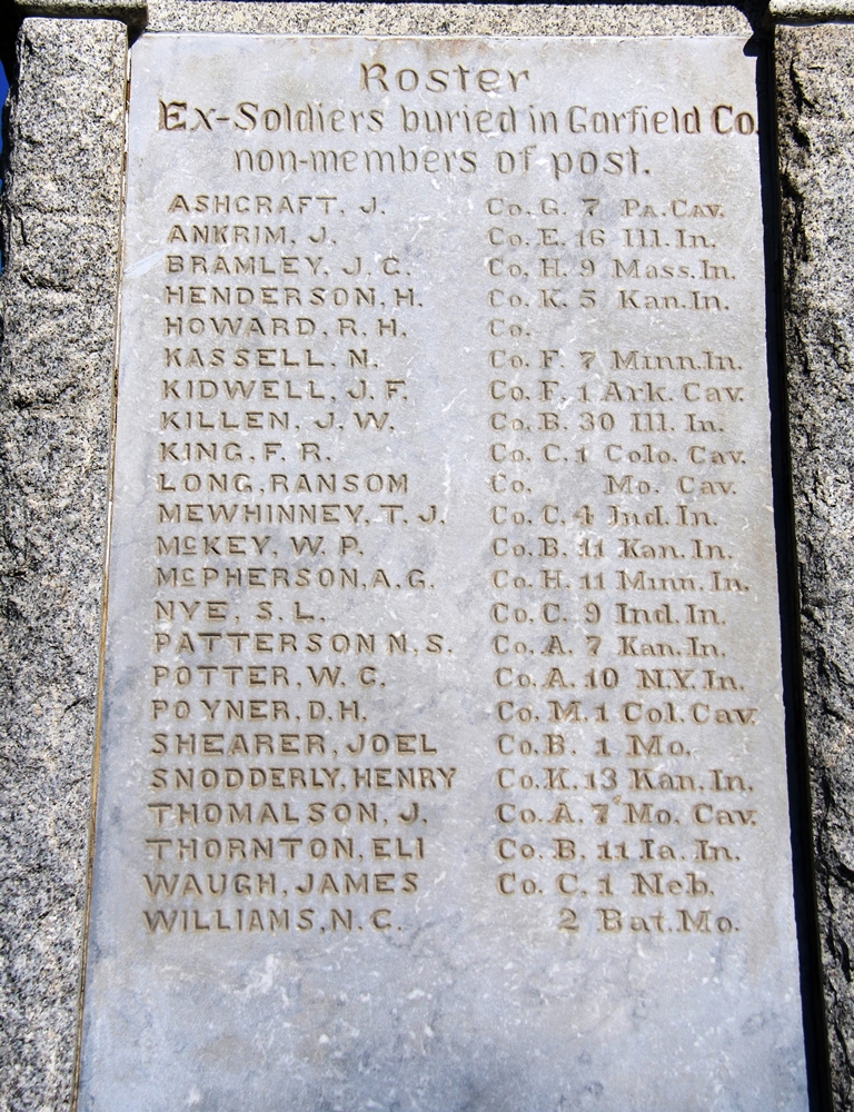 GARFIELD COUNTY WAR VETERANS MEMORIAL HONOR ROLL STONE D