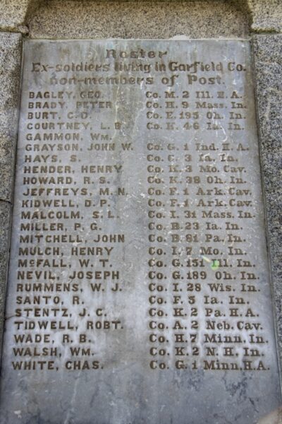 GARFIELD COUNTY WAR VETERANS MEMORIAL HONOR ROLL STONE C