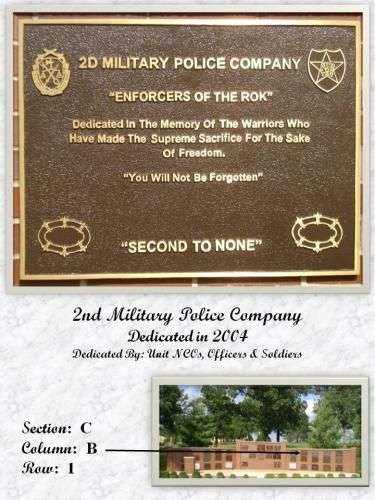 2D MILITARY POLICE COMPANY MEMORIAL PLAQUE