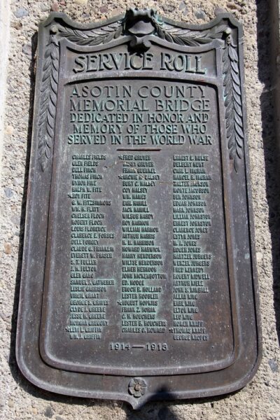 ASOTIN COUNTY MEMORIAL BRIDGE PLAQUE A
