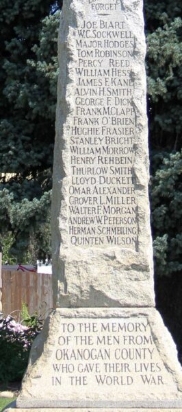OKANOGAN COUNTY WORLD WAR MEMORIAL HONOR ROLL STONE