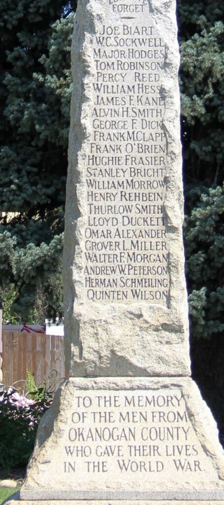 OKANOGAN COUNTY WORLD WAR MEMORIAL HONOR ROLL STONE