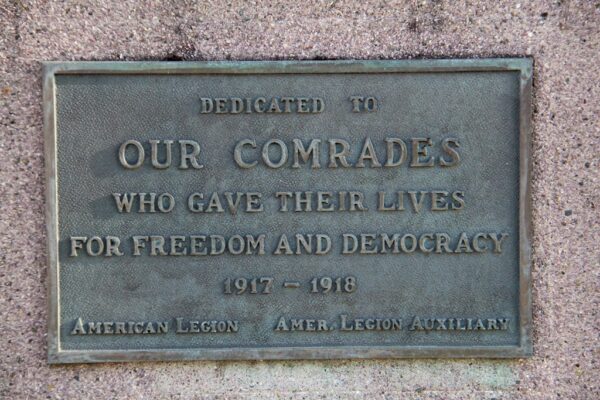 MONTESANO AMERICAN LEGION WORLD WAR I MEMORIAL PLAQUE