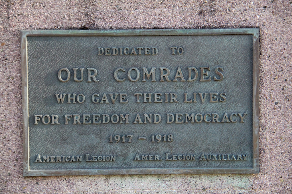 MONTESANO AMERICAN LEGION WORLD WAR I MEMORIAL PLAQUE