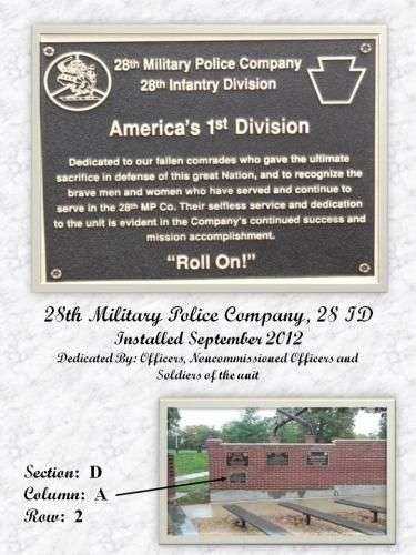 28TH MILITARY POLICE COMPANY MEMORIAL PLAQUE