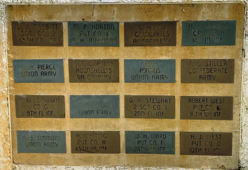 CIVIL WAR VETERANS BURIED AT MELBOURNE MEMORIAL LEFT PANEL