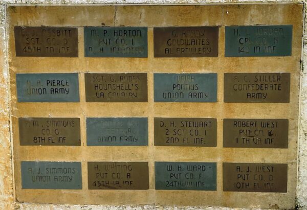 CIVIL WAR VETERANS BURIED AT MELBOURNE MEMORIAL LEFT PANEL