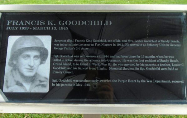 FRANCIS K. GOODCHILD WAR MEMORIAL PLAQUE