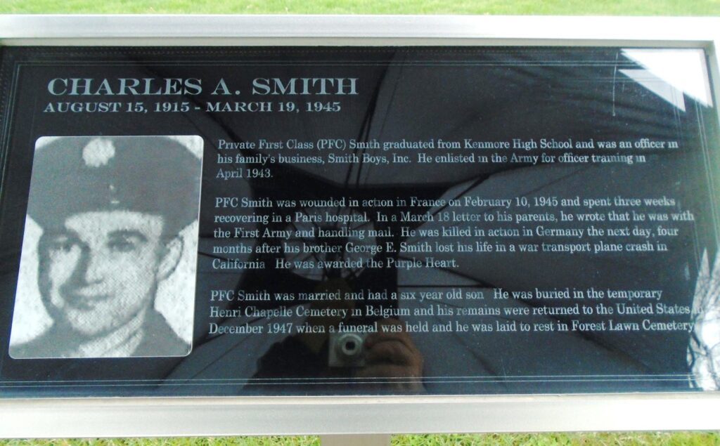 CHARLES A. SMITH WAR MEMORIAL PLAQUE