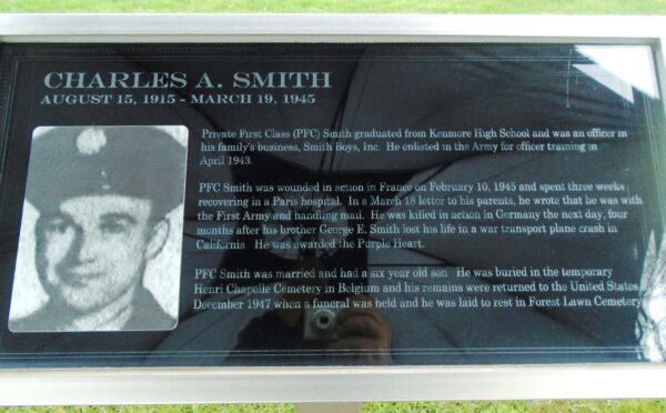 CHARLES A. SMITH WAR MEMORIAL PLAQUE