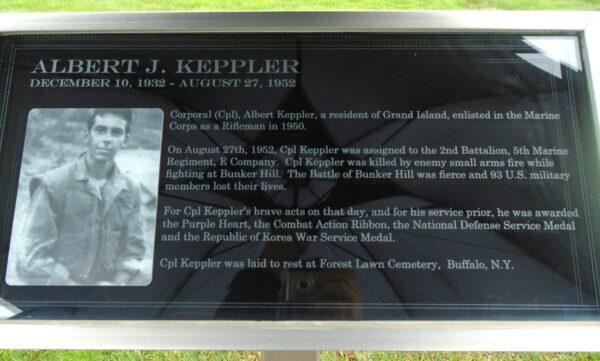 ALBERT J. KEPPLER WAR MEMORIAL PLAQUE