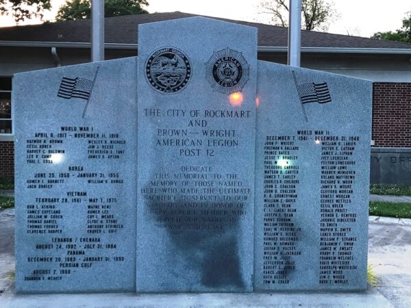 THE CITY OF ROCKMART WAR MEMORIAL HONOR ROLL